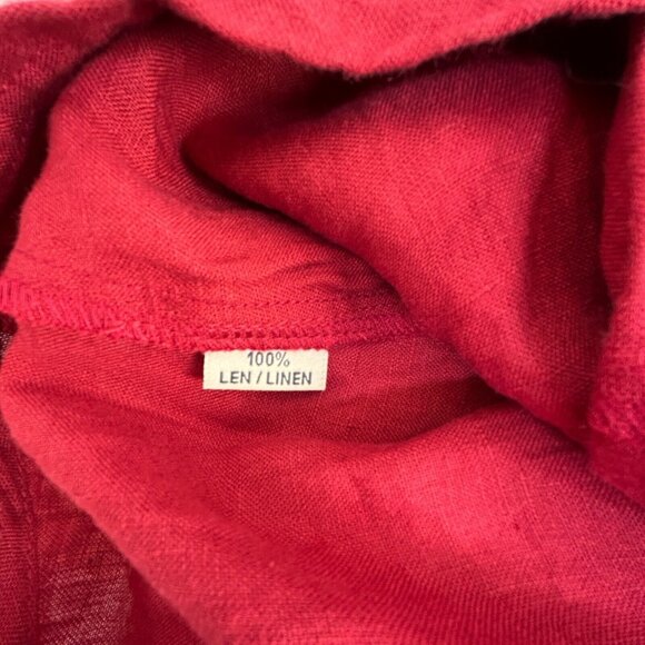 MR Natural Collection Womens Blouse Top Size 40/42 Red Pullover Cowl Neck Linen - Picture 4 of 7